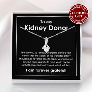 Kidney Donor Necklace - Kidney Donor Jewelry,  Gift for Organ Donation Awareness, Organ Donation, Kidney Disease Gift, Transplant Survivor