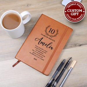 Work Anniversary Leather Journal, Employee Recognition, Coworker Boss Manager Leader Appreciation Notebook, Years of Service Gift B