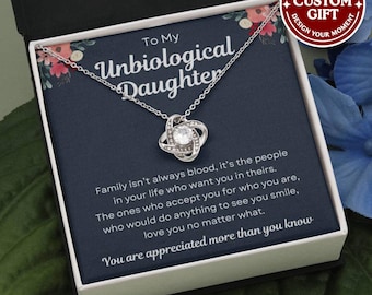Unbiological Daughter Necklace – Stepdaughter, Bonus Daughter, Birthday Adoption Foster Gift
