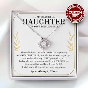Daughter On Her Wedding Day Necklace - To My Daughter Wedding Jewelry, Gift For Bride From Mom, Mom to Bride Gift, Daughter Marriage Day