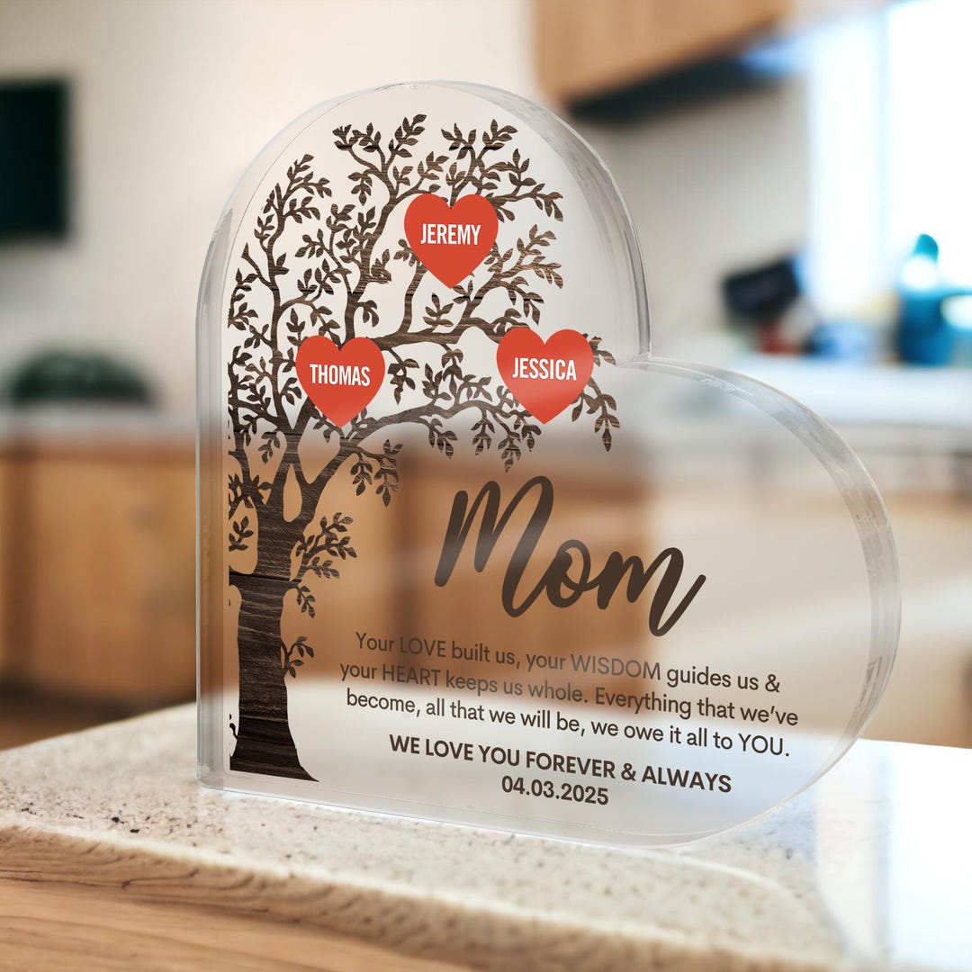 Custom Mom Family Tree Heart Plaque, Gift for Mother, Mothers Day Gifts ...