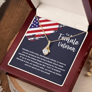 Female Veteran Necklace - Veteran Women Gift, Female Soldier, USMC Female Veteran, Female Veterans Day Gifts, Female Military Retirement