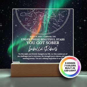 Sobriety Anniversary Star Map Plaque - You Got Sober Gifts, Personalized Addiction Recovery Gift, Sober Gift for Her Him, Custom Sober Anniv