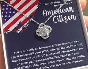 Nieuwe ketting Amerikaanse staatsburger - felicitatiecadeau voor Amerikaanse naturalisatieceremonie en immigratiemijlpaal