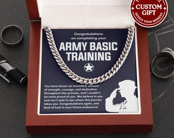 Army Basic Training Necklace - Custom Army Boot Camp Graduation Jewelry, Basic Combat Training Army Graduation Gift for Son Nephew Cousin