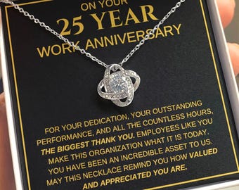 Years of Service Necklace – Personalized Work Anniversary Award, Employee Appreciation Jewelry