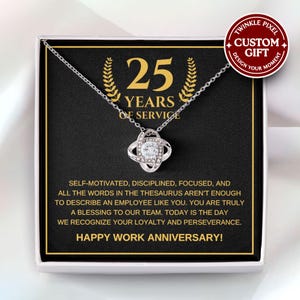 Personalized 25 Year Work Anniversary Jewelry - 25 Year Work Anniversary Gifts, Years Of Service Necklace, Gift For Employee, Service Award