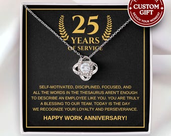 Personalized 25 Year Work Anniversary Jewelry - 25 Year Work Anniversary Gifts, Years Of Service Necklace, Gift For Employee, Service Award