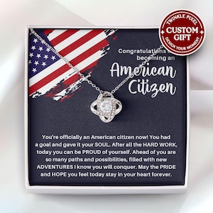 New American Citizen Necklace - Gift for New US Citizen Gift, Immigrant Citizenship Congratulations, American Naturalization Ceremony Gift B