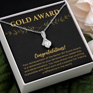 Girl Scouts Gold Award Congratulations Necklace - Girl Scout Gold Award Jewelry, Girl Scout Senior Gift, Girl Recognition Gifts