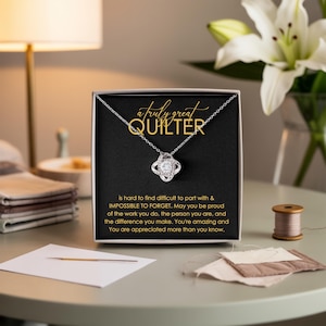 Quilter Necklace - Handmade Jewelry Gift for Quilting Enthusiasts, Sewing Lover Appreciation Present, Retirement Charm