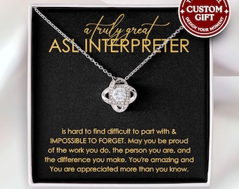 ASL Interpreter Necklace - Gift For ASL, ASL Interpreter Jewelry Appreciation Gift, American Sign Language Interpreter Retired Gift
