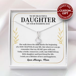 To My Daughter On Her Wedding Day Necklace - Daughter Wedding Jewelry, Gift For Bride From Mom, Mom to Bride Gift, Daughter Marriage Day