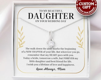 To My Daughter On Her Wedding Day Necklace - Daughter Wedding Jewelry, Gift For Bride From Mom, Mom to Bride Gift, Daughter Marriage Day