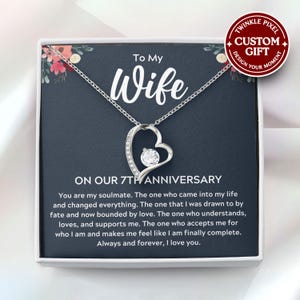 Wife on Our 7th Anniversary Jewelry - Personalized Marriage Anniversary Gift for Wife, 1 2 10 Year Wedding Anniversary Gift from Husband