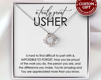 Usher Necklace - Gift for Usher, Thank You Usher, Appreciation for Usher, Retirement Gift for Usher, Wedding Party Gift, Gift for Women