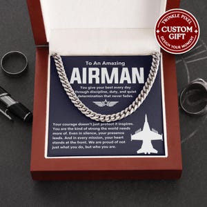 Airman Necklace - Airforce Military Gift For Son from Dad, Air Force Gifts, Airman Cuban Necklace, Airman Son, Dad, Nephew Gifts