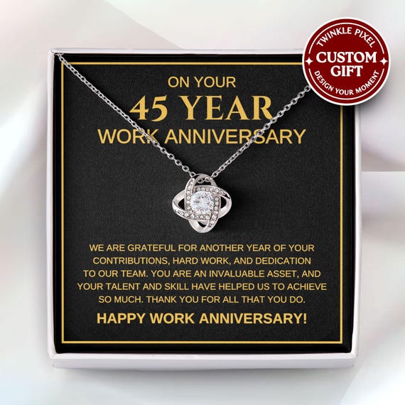 Custom 45 Year Work Anniversary Necklace - Service Award Jewelry