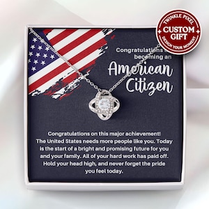 New American Citizen Necklace - Gift for New US Citizen, Gift American Naturalization Ceremony Gift, Immigrant Citizenship Congratulations