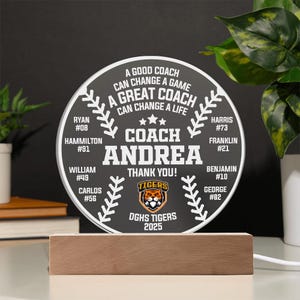 Personalized Baseball Coach Plaque - End of Season Appreciation Gifts, Custom Gift from Boys Girls Team Member for Baseball Coaches Gifts