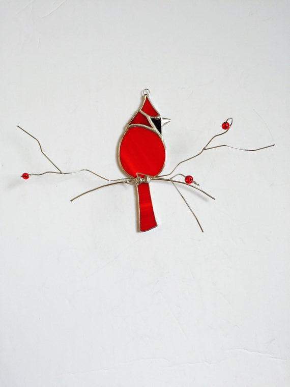 brilliant red Stained Glass Cardinal