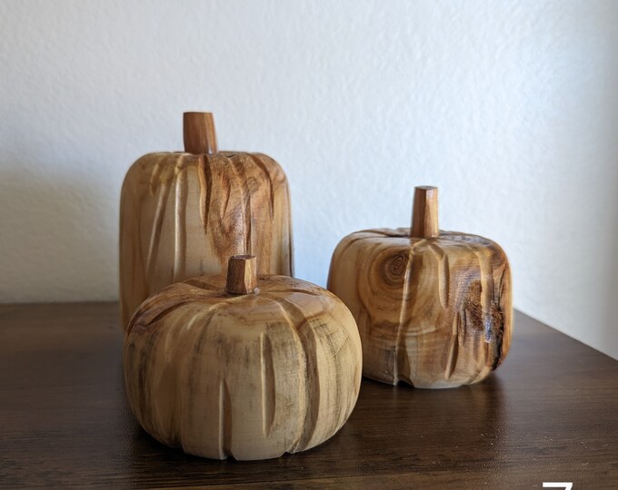 Carved Wooden Pumpkin Fall Decoration - Etsy