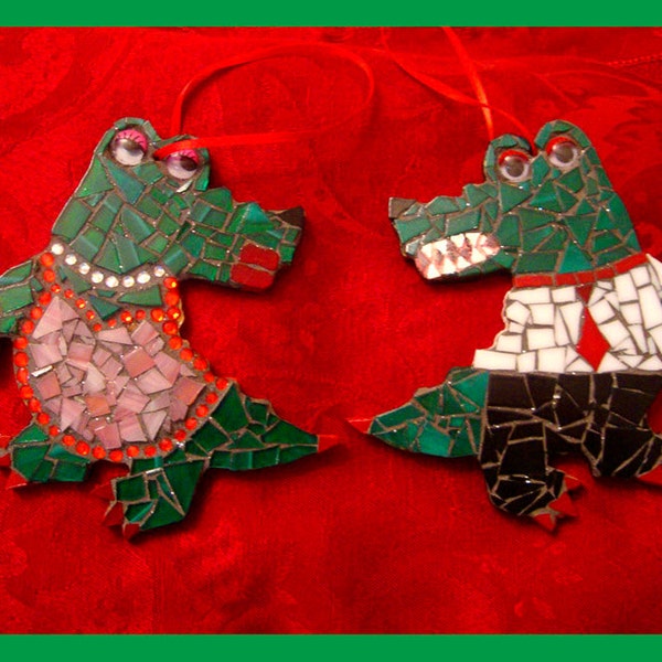 Gator Love Set of Two Handmade Mosaic Gator Ornaments/Coupon/number 2