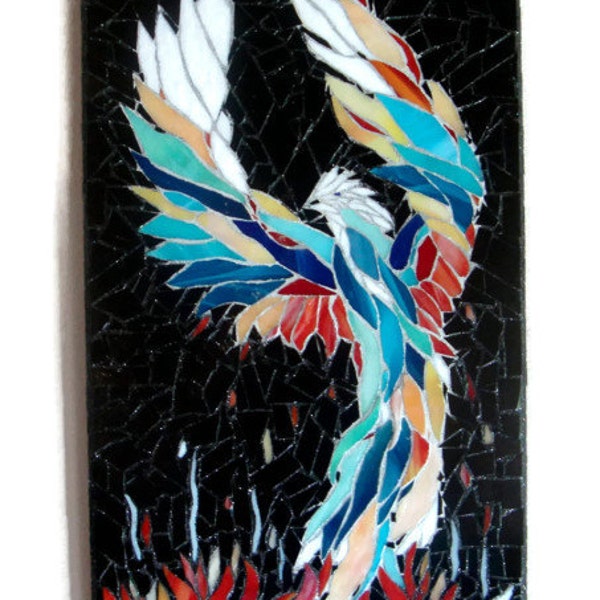 Phoenix Stained Glass Mosaic Art Original Ooak