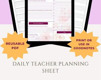 Digital lärarplanerare för skolstart | Dagligt schema och reflektion (kompatibel med Goodnotes, PDF-nedladdning) |