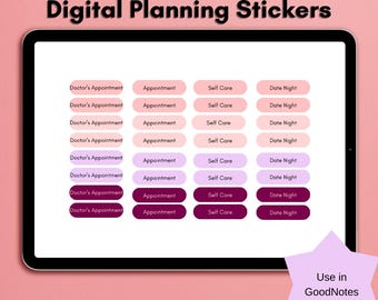 Lyxiga digitala planeringsetiketter för daglig iPad-planering Goodnotes-kompatibla PNG-filer