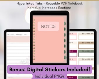 Digital anteckningsbok för iPad | Hyperlänkad kalender med klistermärken (PDF-nedladdning)
