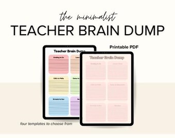 Hjärndump för lärare inför skolan | Organisera läraruppgifter | Utskrivbar PDF | Kompatibel med Goodnotes | Flera versioner