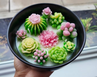 Terrarium Succulent Candle, Four Wick Candle, Gift for Her, Cactus Garden,  Handmade, Gift Idea, candle gift, Mother's day Gift , Mom Gift