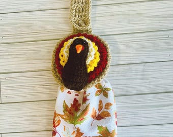 Crochet Hanging Kitchen Towel Hanger - Turkey - with towel