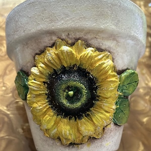 Sunflower Pot, Sunflower Planter, Clay Pot