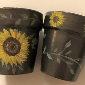 Sunflower Pots, Hand Painted Sunflowers Flower Pots