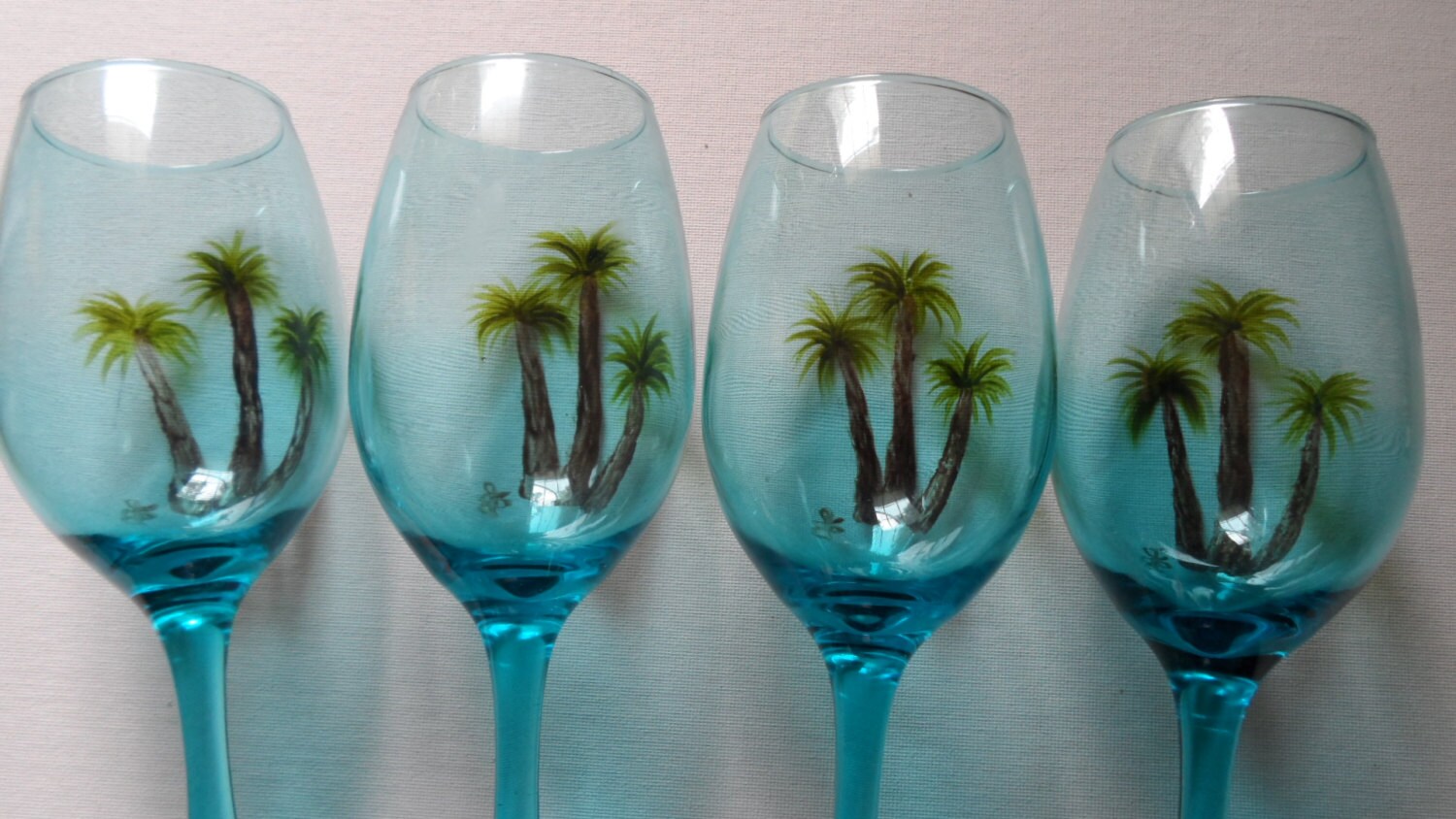 Hand Painted Palm Tree Wine Glasses Palm Trees Glassware Etsy