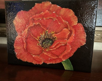 Poppy Painting, Red Poppy Acrylic Painting