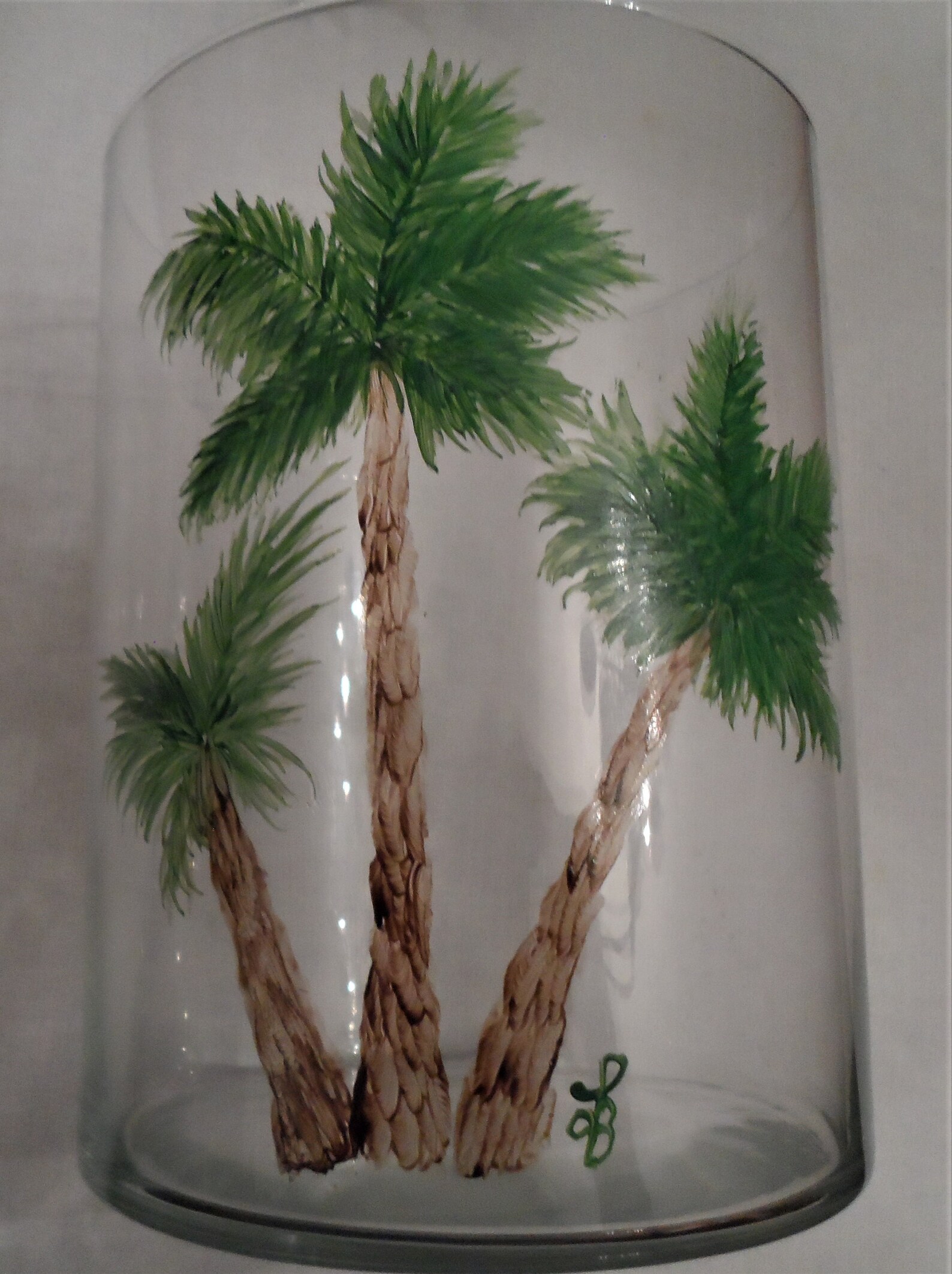 Palm Tree Vase Hand Painted Palm Trees Glass Vase Etsy