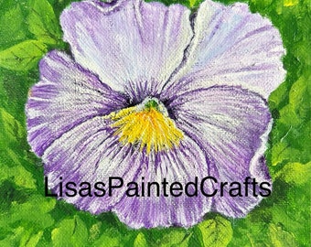 Pansy Acrylic Painting, Floral Pansy Art, Pansies