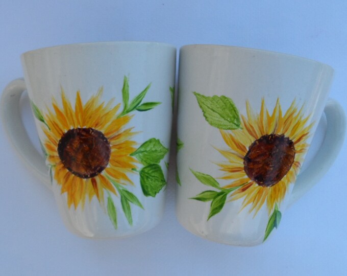 Sunflower Cups Hand Painted Sunflower Cups Set of 2 Etsy