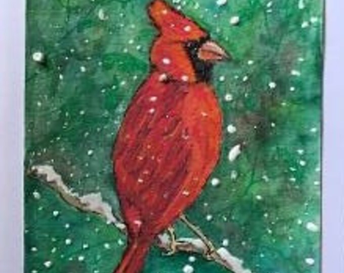 Cardinal Greeting Card Watercolor and Ink Cardinal Card Etsy
