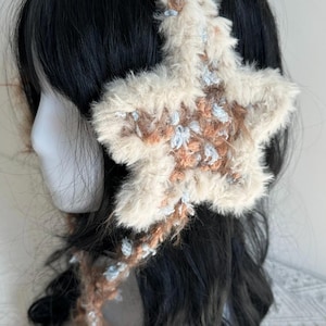 Oat Latte Star Ear Muffs, Winter Ear Warmers, Gifts for Her, Crochet Star earmuffs