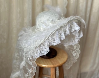 Pedidos abiertos a partir de marzo Sombrero gótico lolita blanco, accesorio kawaii, vestido lolita, sombrero personalizado