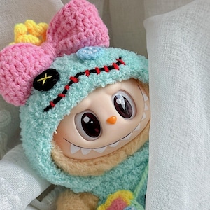 Handmade Rag Doll Costume Set – Fuzzy Hood, Pants & Crossbody Bag for Plush Toy| Fit Labubu
