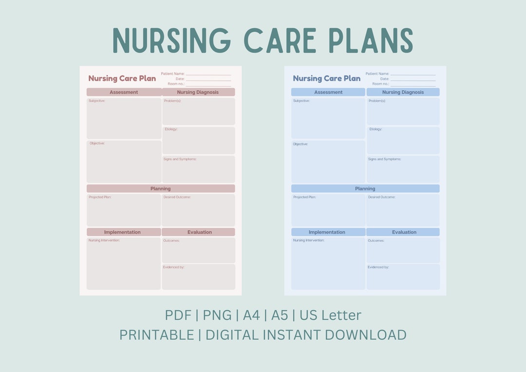 Nursing Care Plan Minimalist Printable Digital Template - Etsy