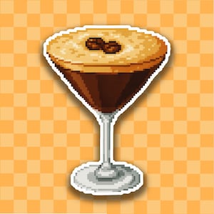 Espresso Martini | Pixel Art| Laptop Stickers | Waterproof Bottle Stickers | Girly | Food Stickers | Cute Kindle Stickers