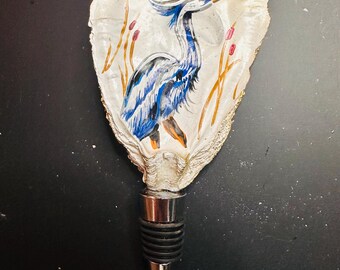 Heron Hand-Painted Oyster Wine Stopper #10