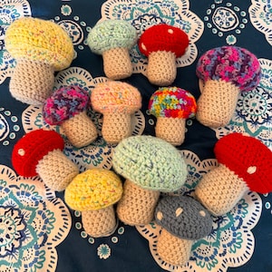 Crochet Mushroom Plushie, Toadstool Plush, Amigurumi Mushroom