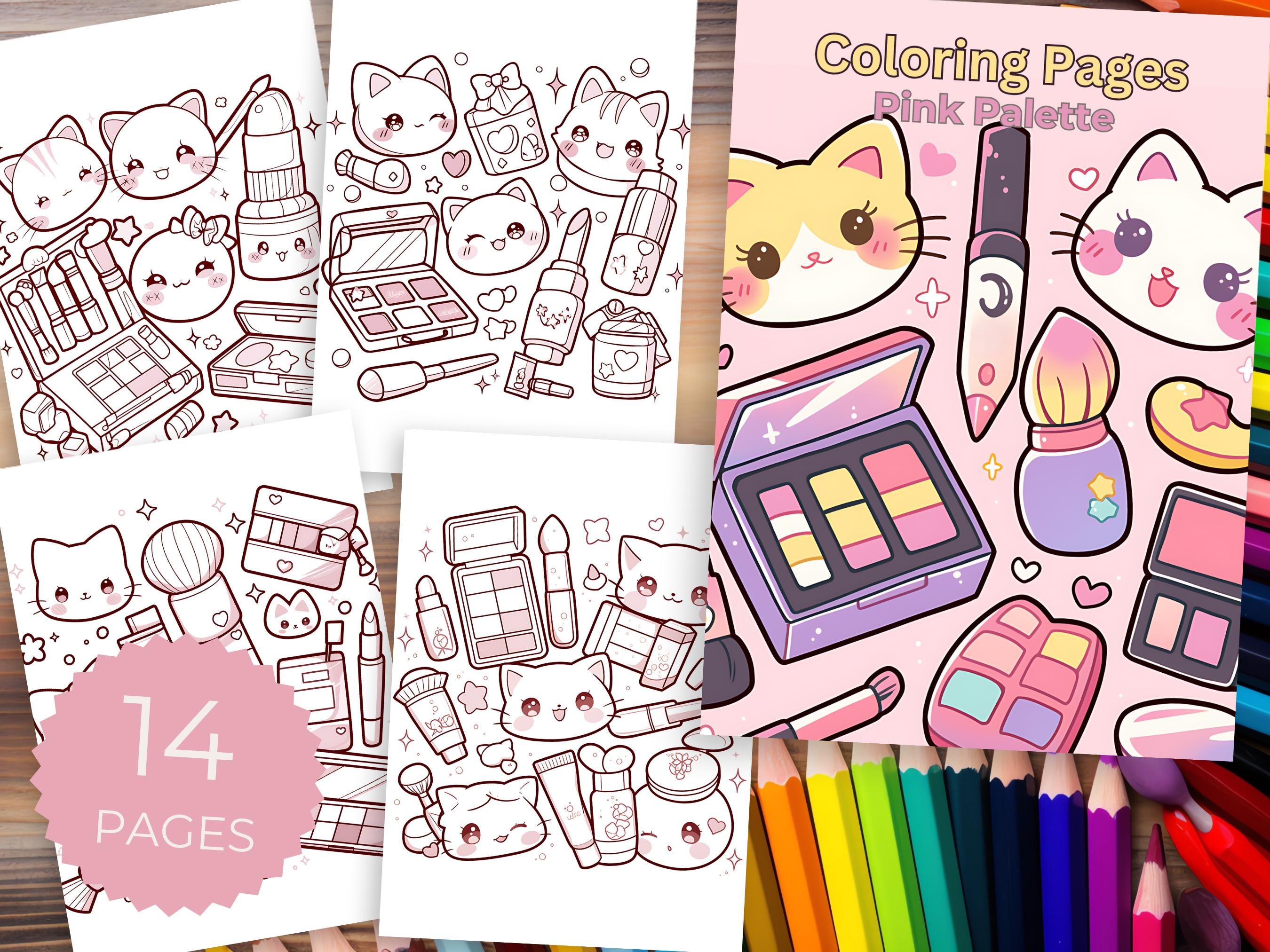 Pink Palette Makeup Themed Coloring Pages Coloring for Adults and Kids ...